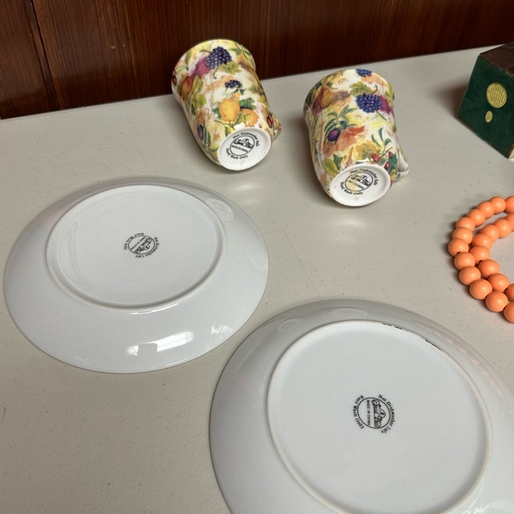 Vintage fruits Pattern with Gold Rim plate and mug Set - Picture 6 of 12